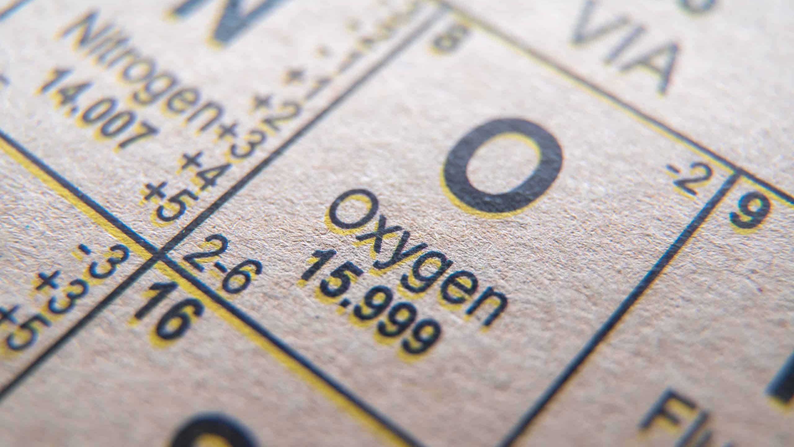 Oxygen on periodic table of the elements.