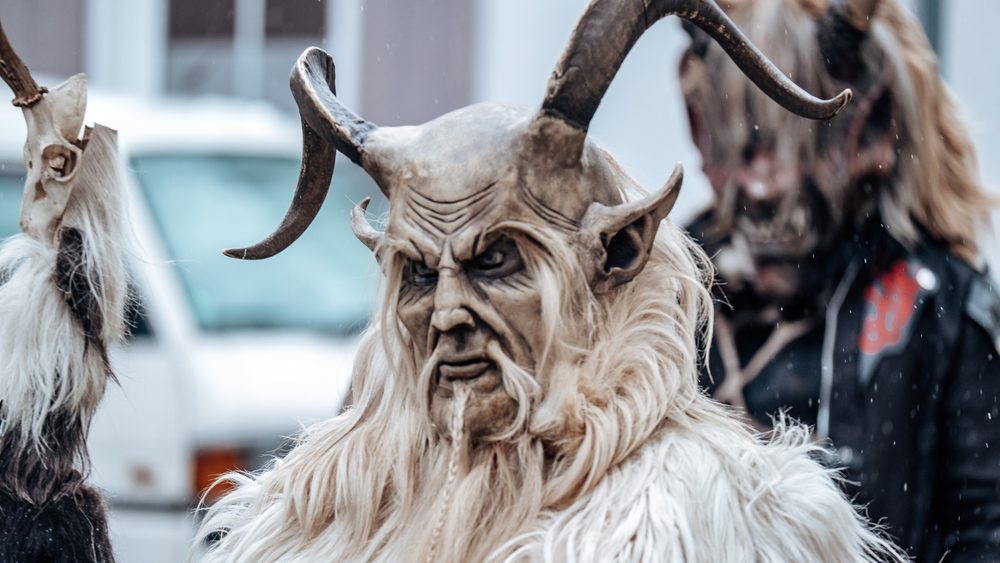 Krampus,Demon,On,Blurred,Street,Background.carnival,Processions,In,Germany.,Carnival