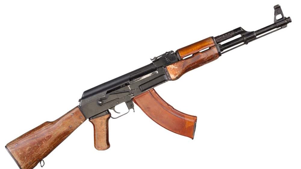 AK 47 assault rifle, first pattern. Isolated on white background.