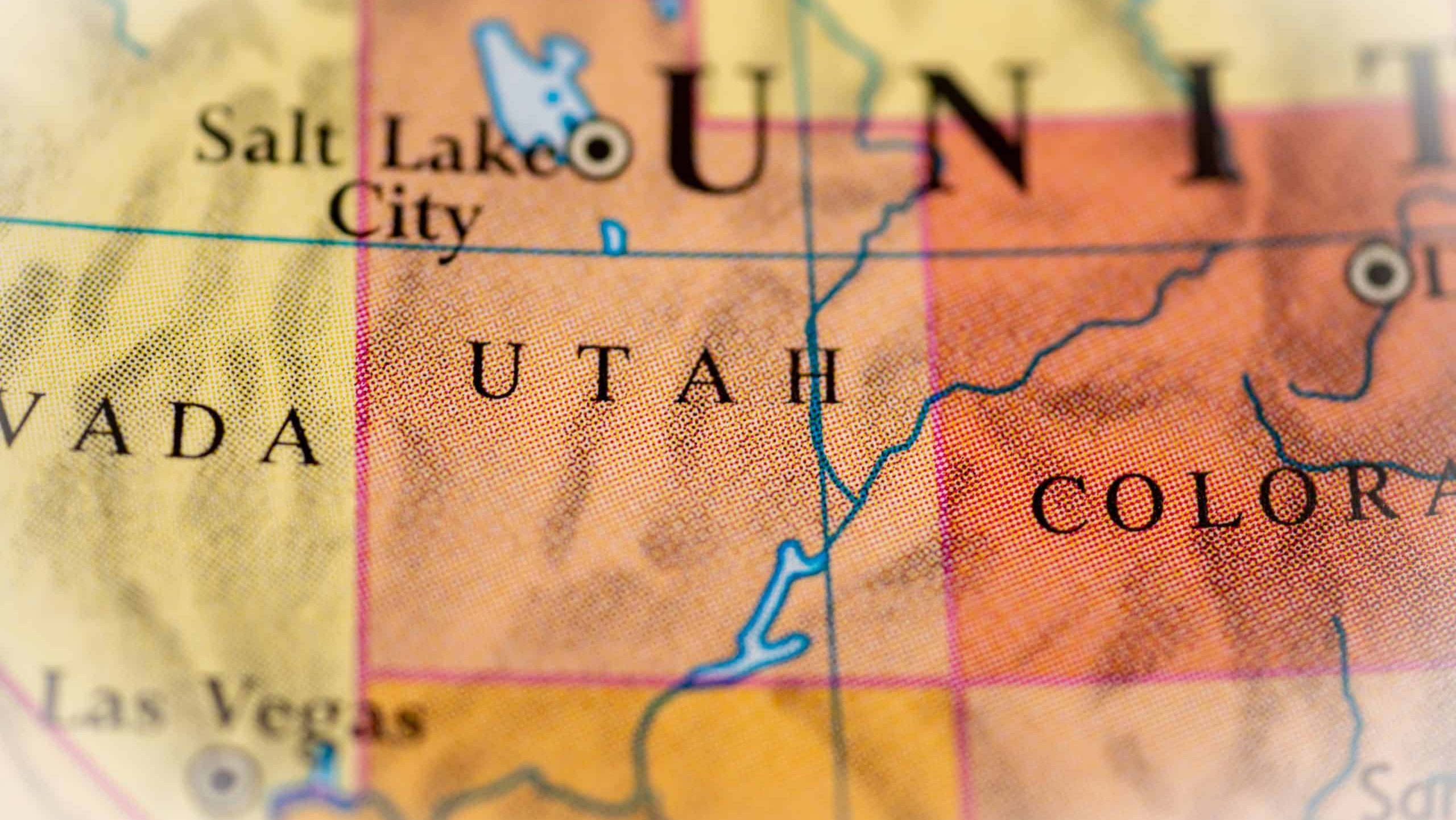 Utah, United States highlighted on a world map.