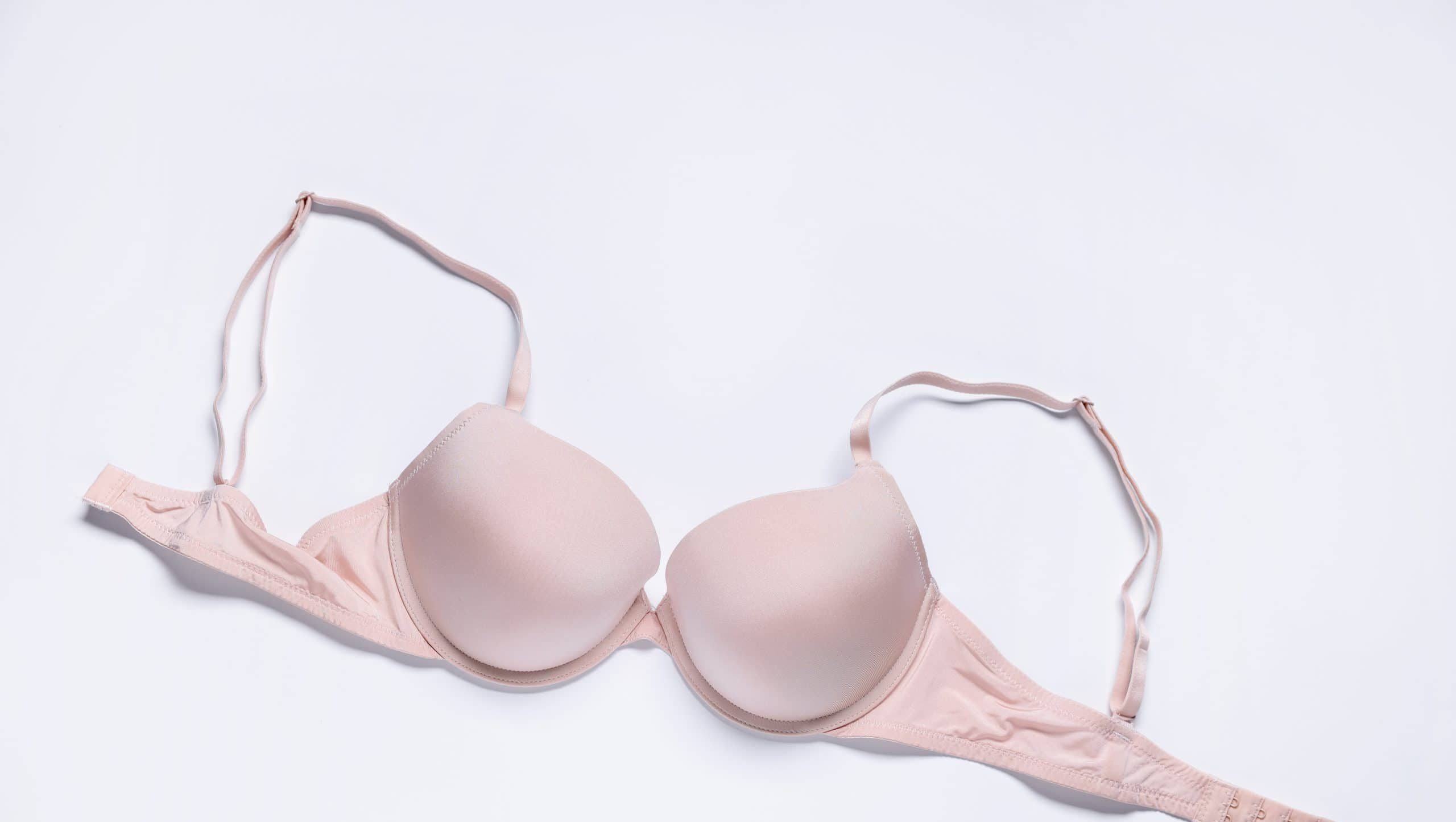 One,Pink,Bra,On,White,Background,,Top,View