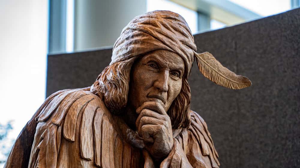 View of Shawnee Chief Tecumseh sculpture displayed in Chimczuk Museum. Windsor, Canada - September 11, 2025