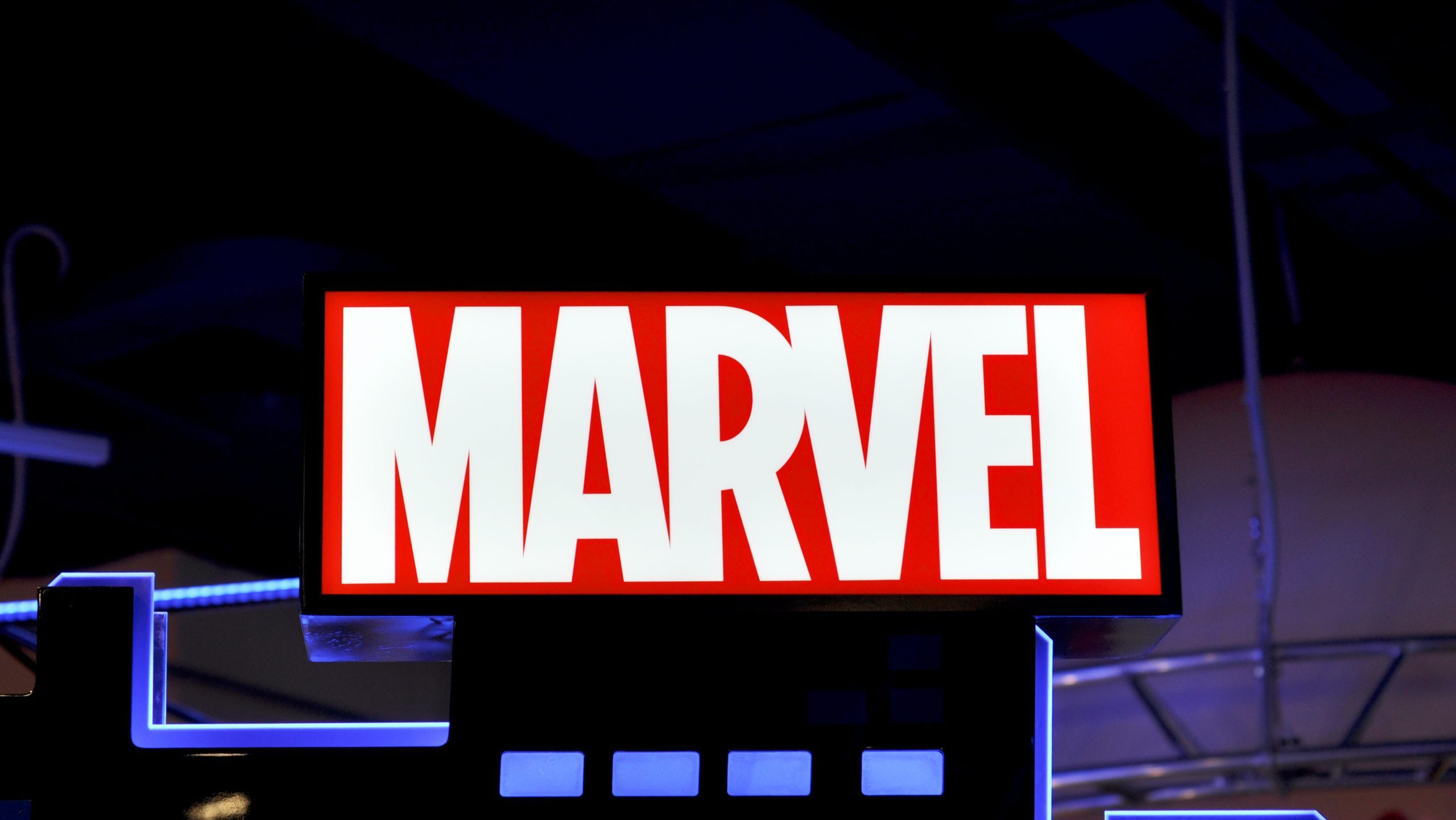 BERLIN - APR 11: The logo of the brand "Marvel in the shop in Berlin on April 11. 2015 in Germany