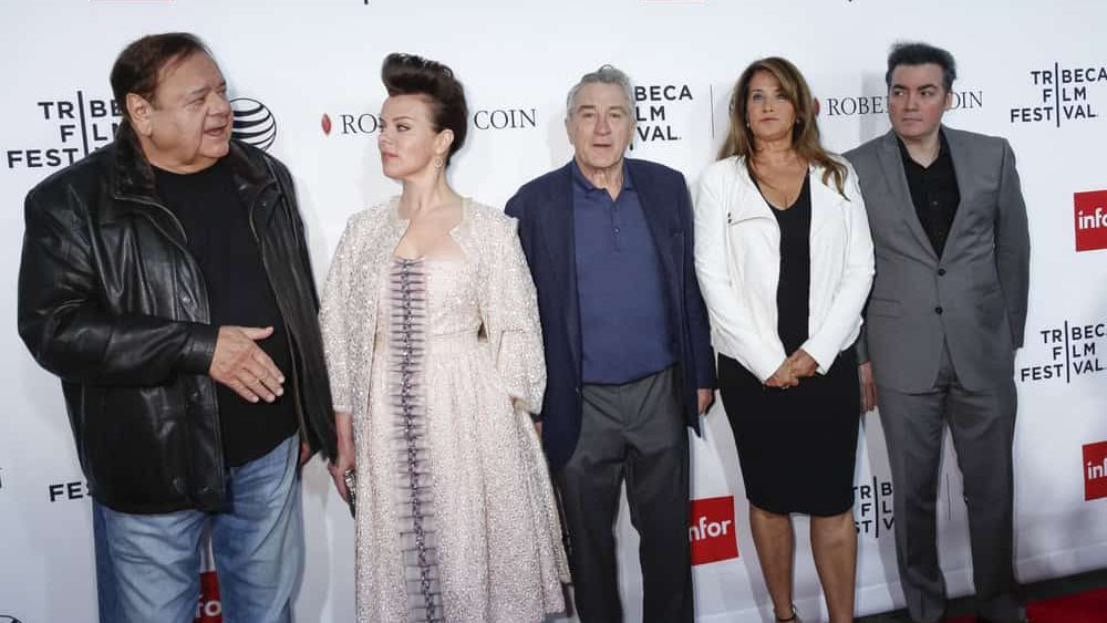 New York, NY, USA - April 25, 2015: (L-R) Paul Sorvino, Debi Mazar, Robert De Niro, Lorraine Bracco, Kevin Corrigan attend 2015 TFF closing night, 25th anniversary of Goodfellas at Beacon Theatre