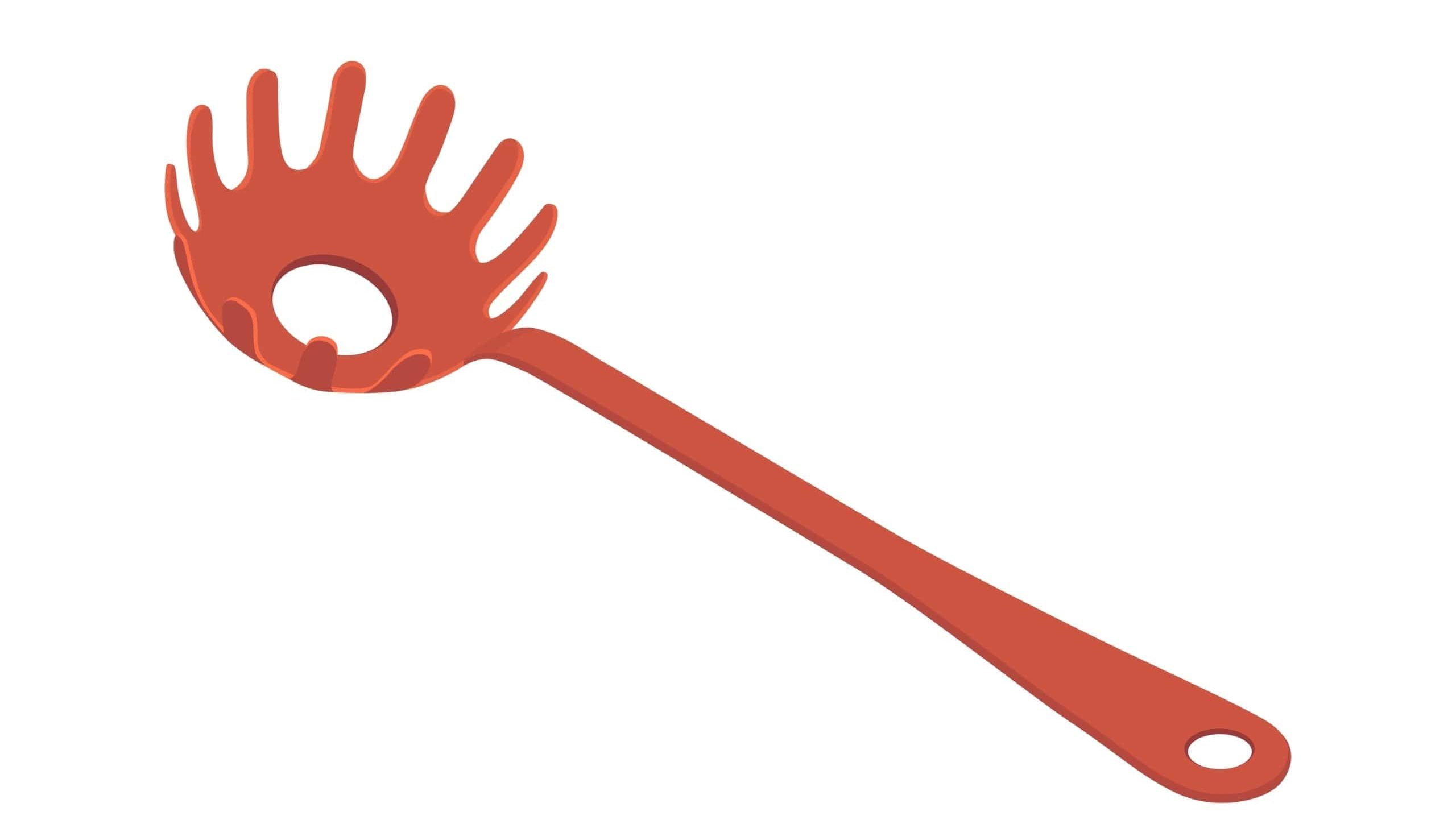 Pasta spoon - hand drawn isometric vector illustration.