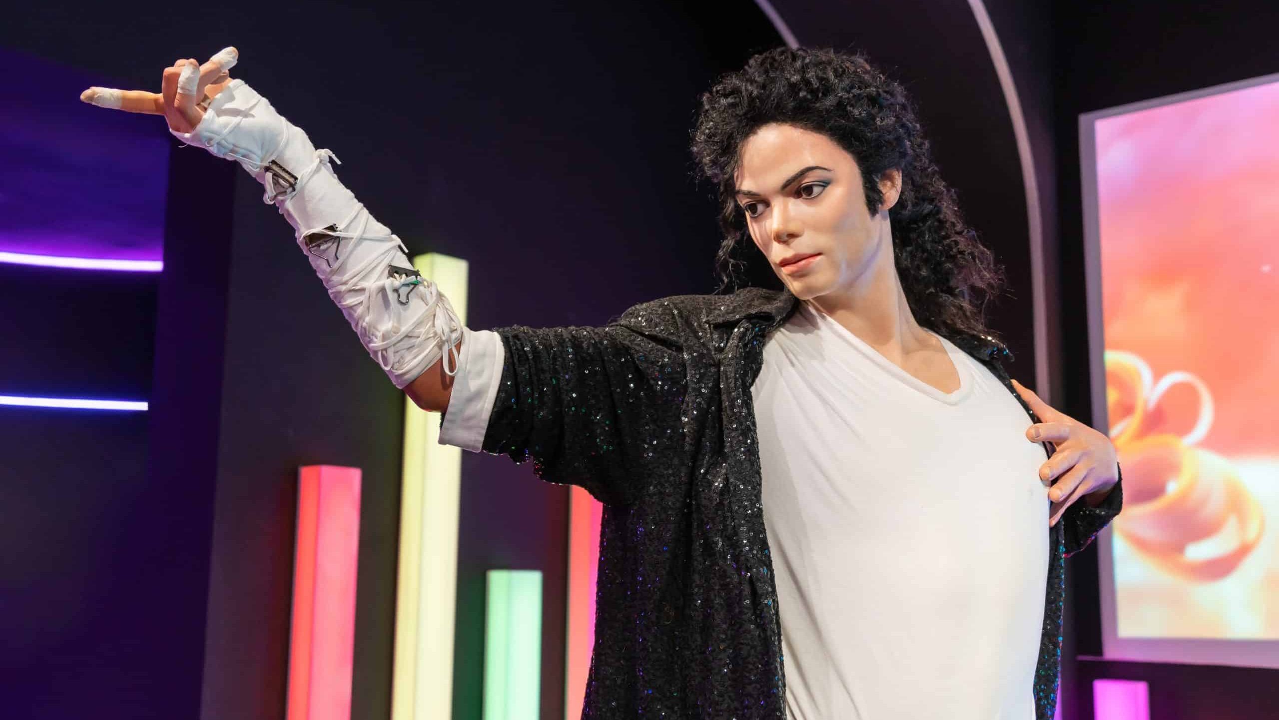 Singapore - Dec 24,2025 : Michael Jackson wax figure at Madame Tussauds Singapore. It represents Michael Jackson, the “King of Pop,” celebrated for his immense influence on music and performance and massive global record sales. The figure captures his iconic stage presence