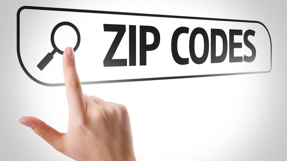 Zip Codes written in search bar on virtual screen