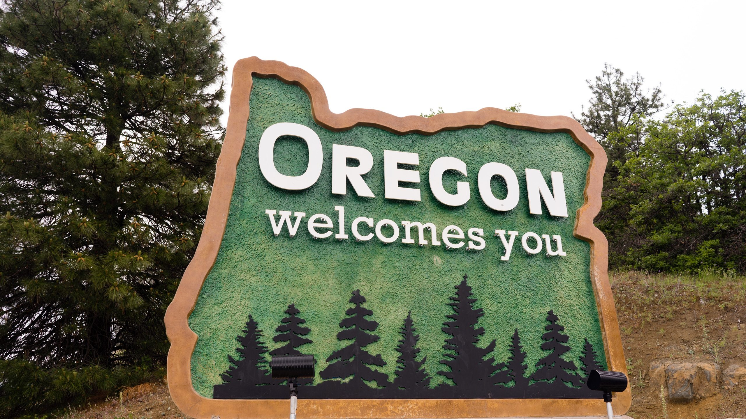 Oregon State Welcome Sign Interstate 5 Northbound Transportation