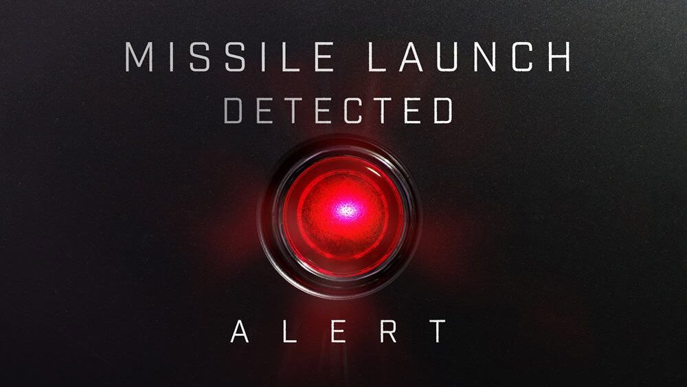 "MISSILE LAUNCH DETECTED" warning or alert indicator, in red.