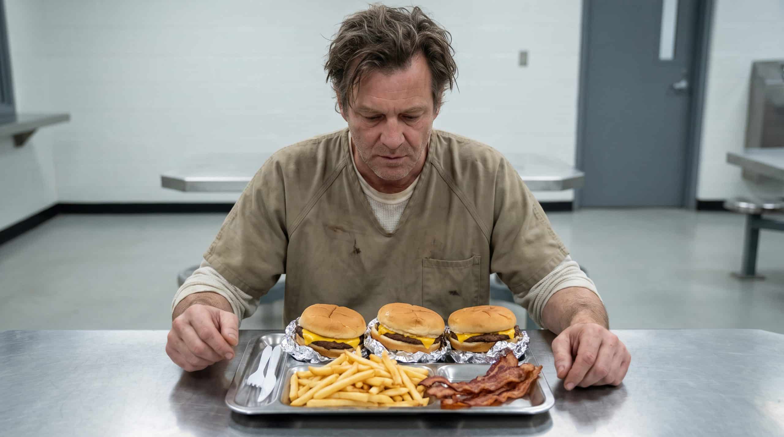 Gary Ray Bowles with his last meal in prison