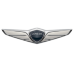 Genesis car emblem with wings and logo, automotive badge.