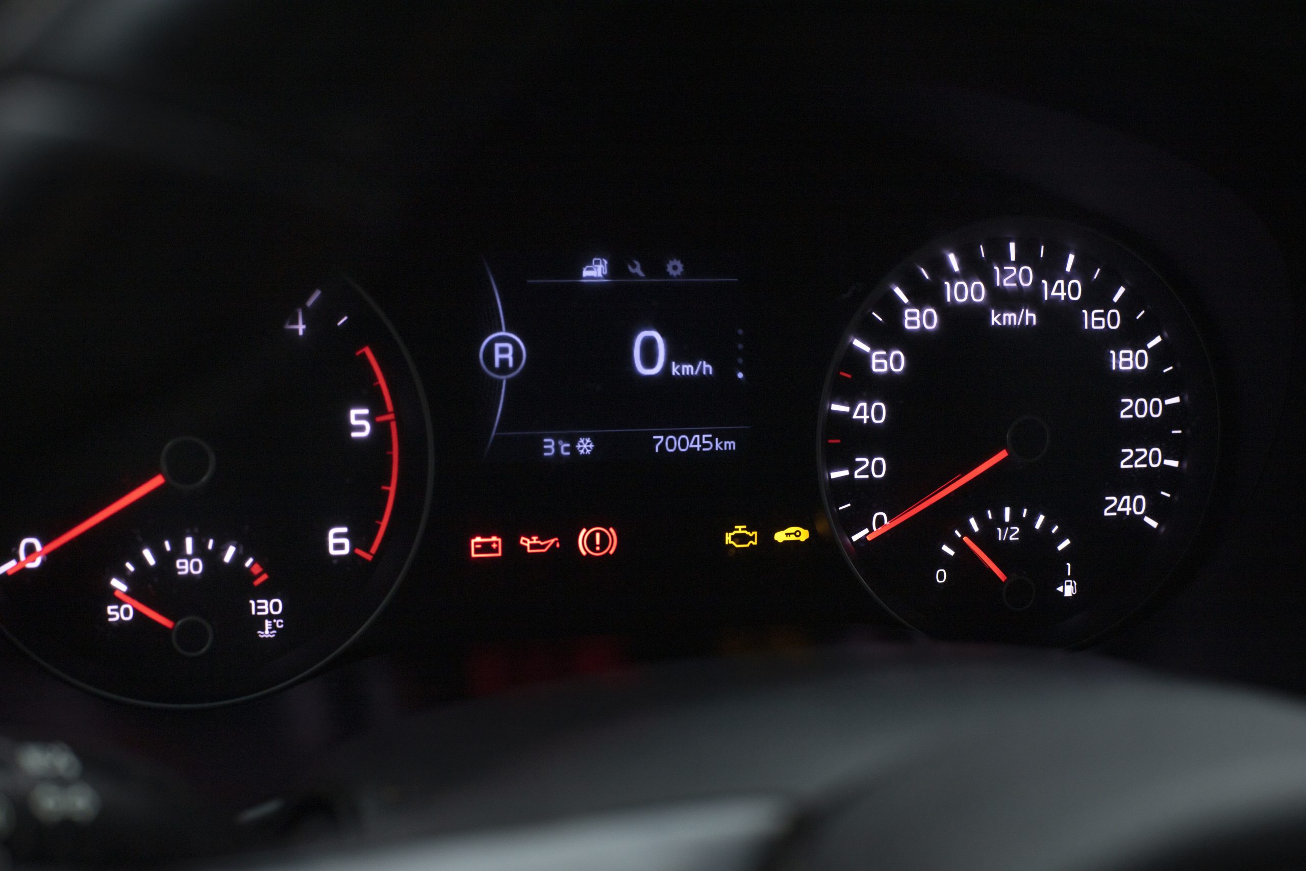 Check engine light illuminated on vehicle dashboard.