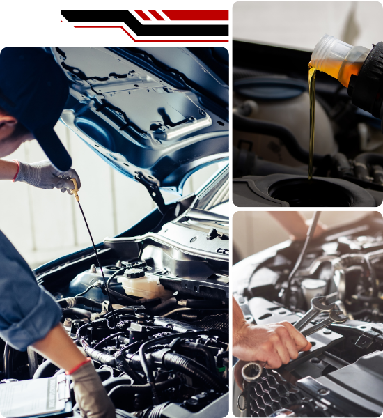 Technician performing car engine oil change at Authentic Automotive.