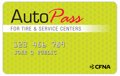 AutoPass card for tire and vehicle service centers.