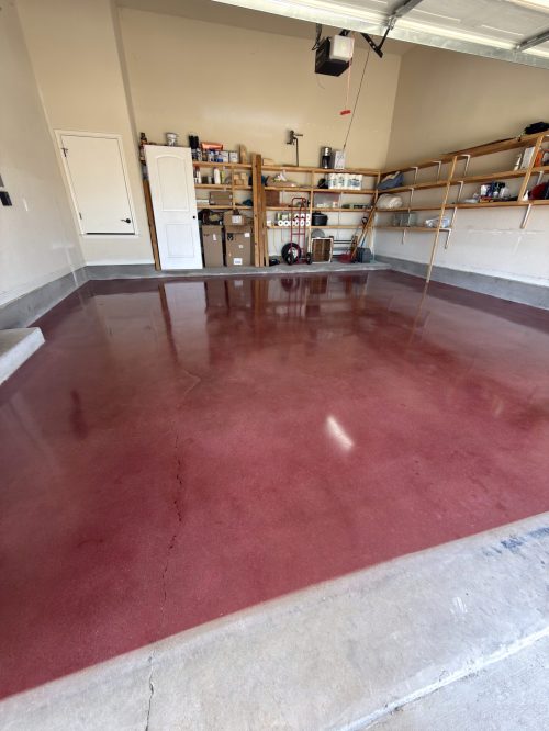 Stained concrete flooring in garage