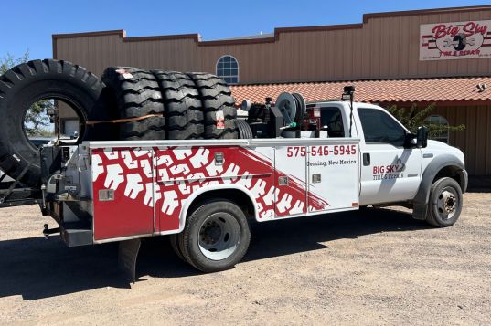 OTR tires for heavy machinery and construction equipment at Big Sky Tire and Repair.