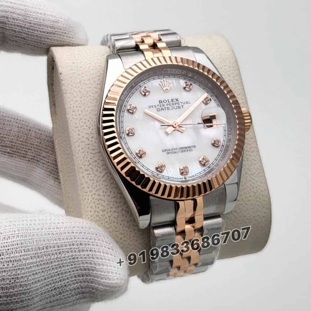 Rolex Date-Just Diamond Marker Dual Tone White Dial Super High Quality Swiss Automatic Watch (1)