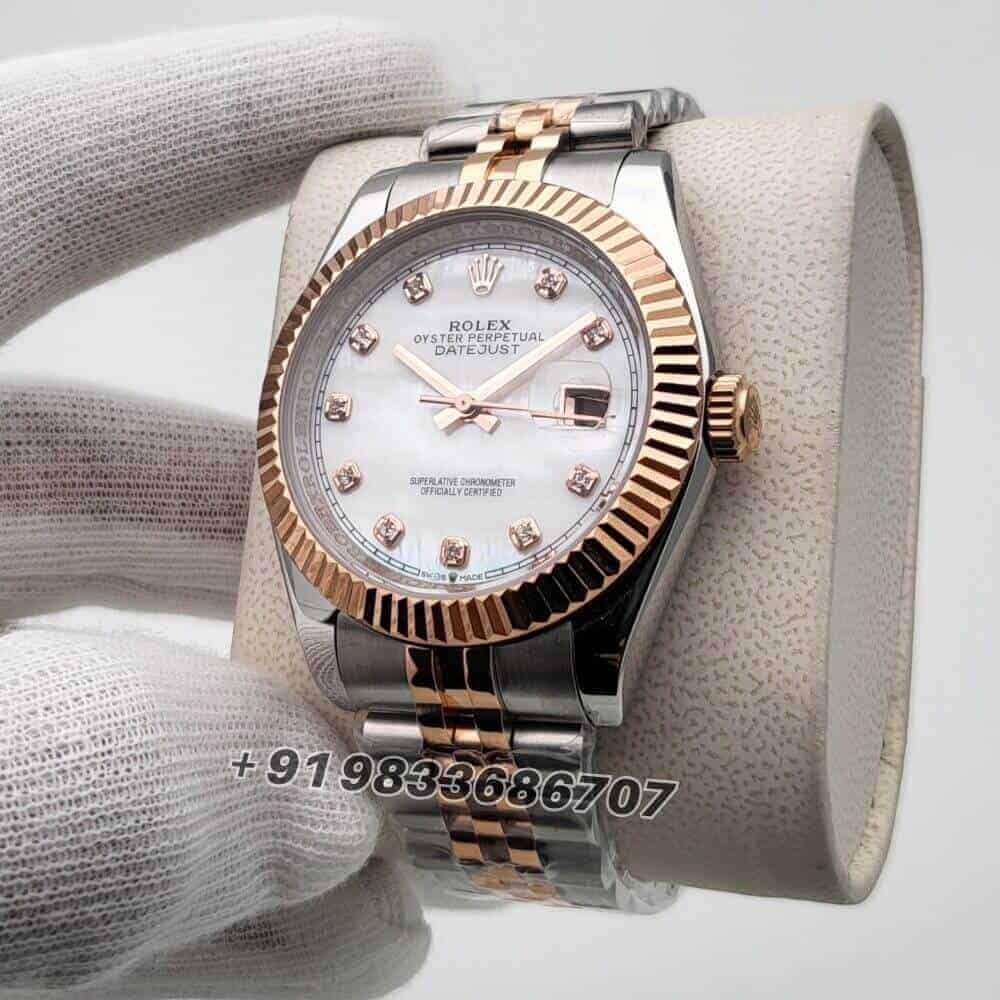 Rolex Date-Just Diamond Marker Dual Tone White Dial Super High Quality Swiss Automatic Watch (1)