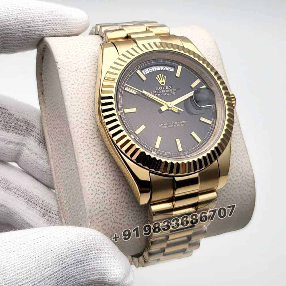 Rolex Day-Date Gold Black Dial Super High Quality Swiss Automatic Watch (1)