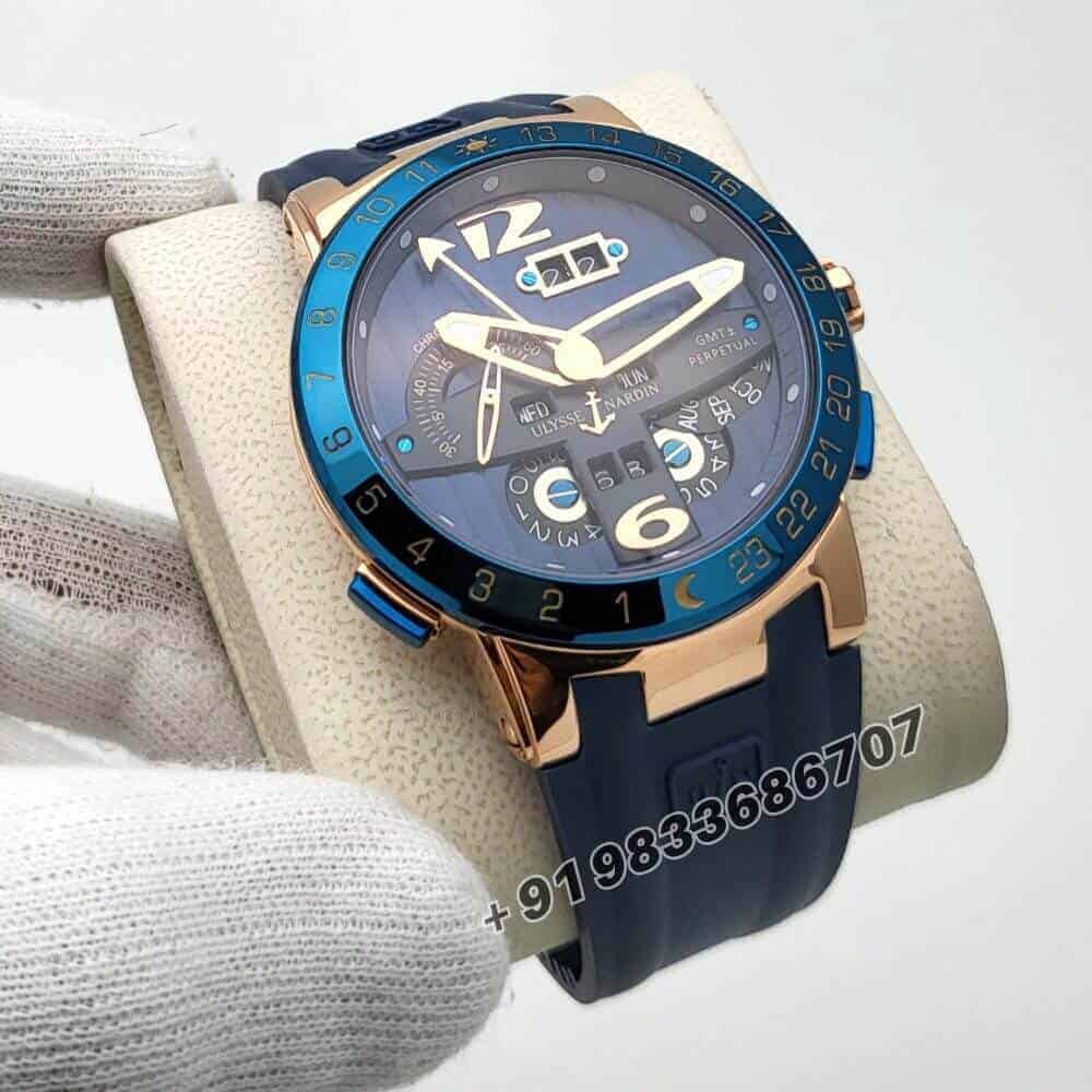 Ulysse Nardin El Toro Blue Rose Gold Super High Quality Swiss Automatic Watch (1)