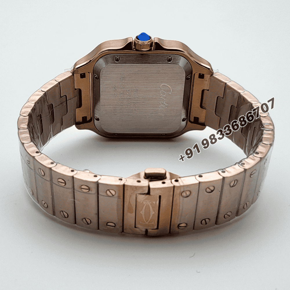 Cartier Santos Rose Gold White Dial Super High Quality Swiss Automatic Watch