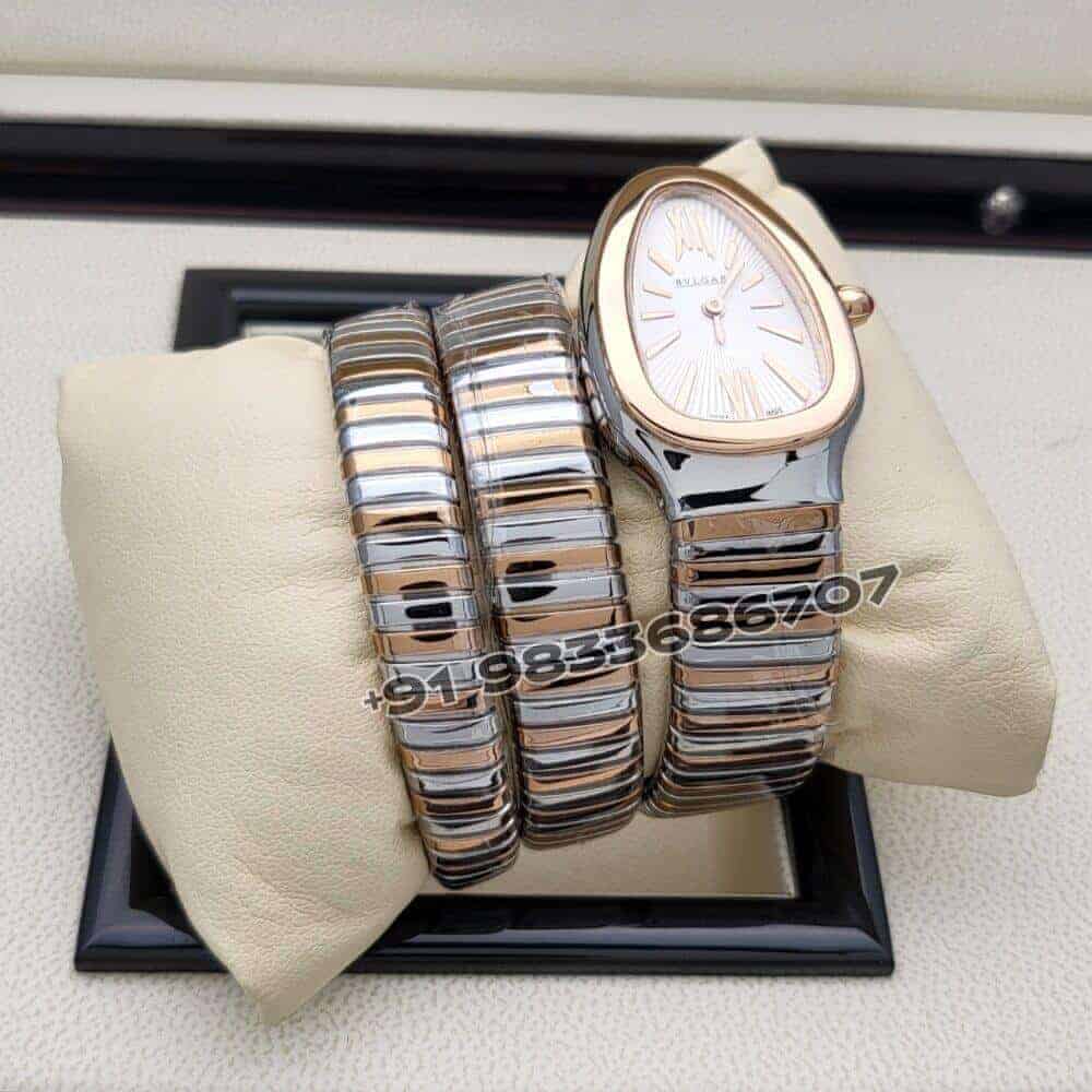 Bvlgari Serpenti Dual Tone Double Spiral White Dial Super High Quality Watch