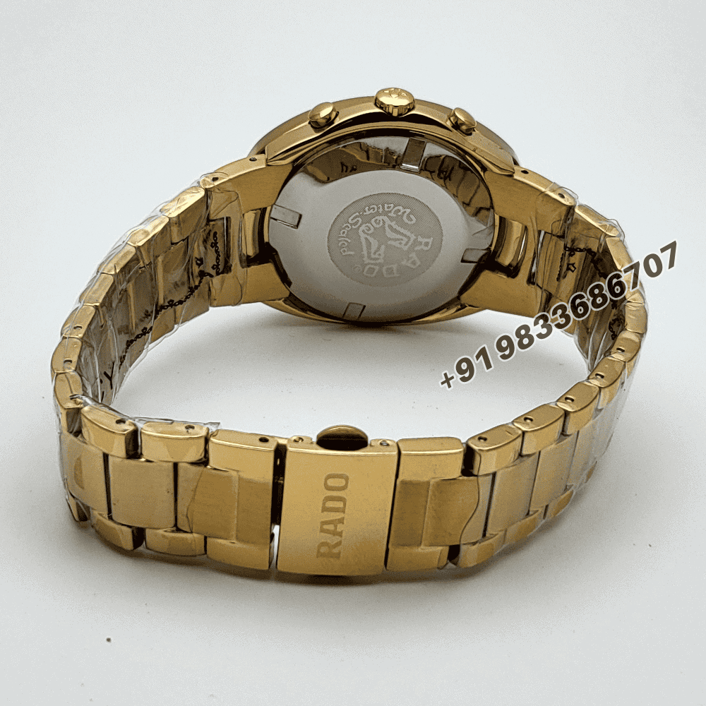 Rado Diastar Full Gold Black Dial Chronograph Movement High Quality Watch