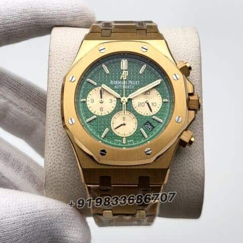 audemars piguet duplicate Royal Oak Chronograph Full Gold Green Dial 41mm