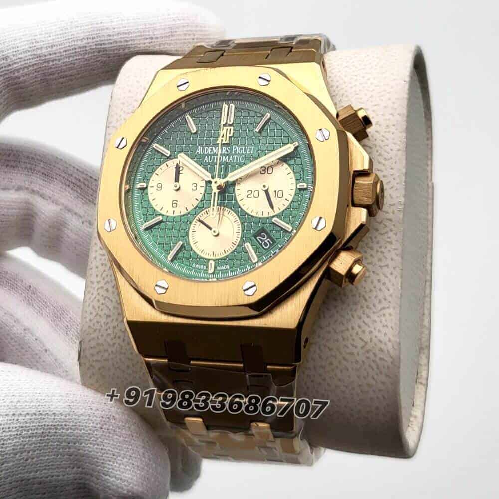 Audemars Piguet Royal Oak Chronograph Full Gold 41mm Green Dial Super High Quality Watch (1)