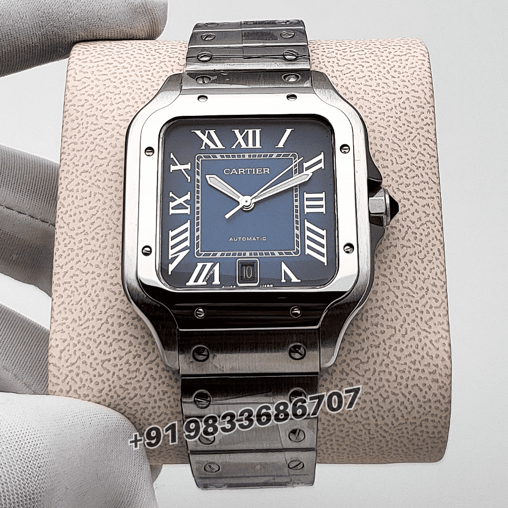 Cartier Santos 100 Full Silver Blue Dial High Quality Swiss Automatic Watch