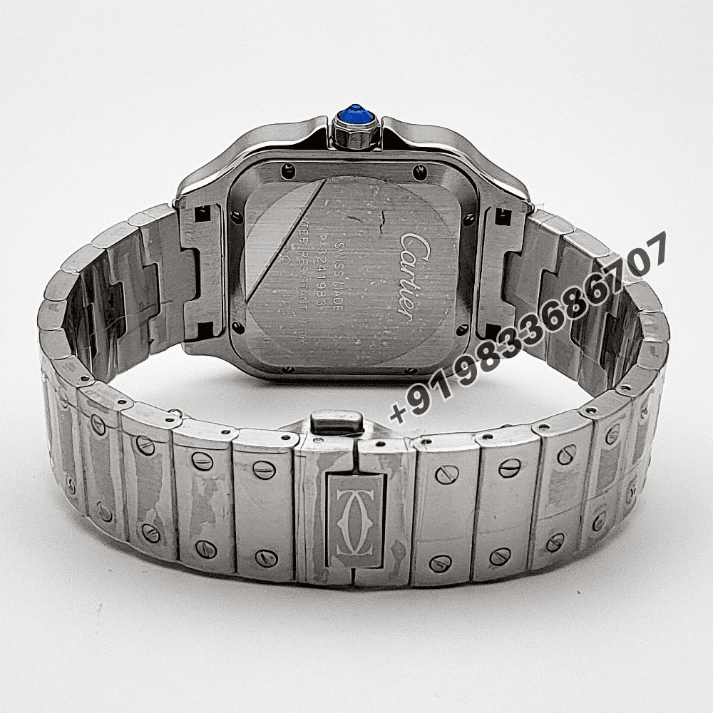 Cartier Santos 100 Full Silver Blue Dial High Quality Swiss Automatic Watch - Image 4