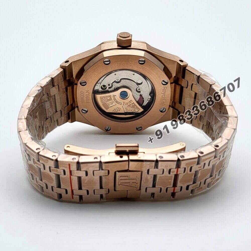 Audemars Piguet Royal Oak Rose Gold Black Dial Super High Quality Swiss Automatic Watch (1)