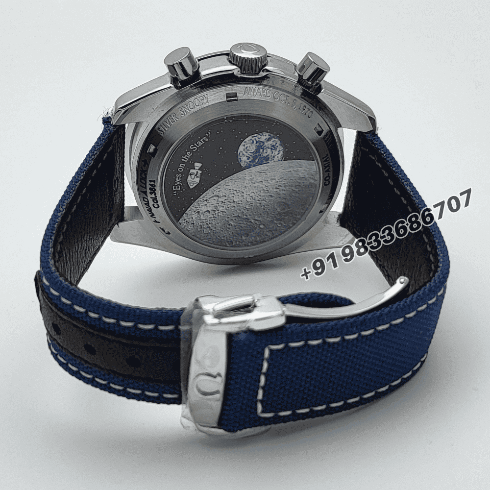 Omega-Speedmaster-Snoopy-Award-50th-Anniversary-Chronograph-White-Dial-Super-High-Quality-Leather-Strap-Watch