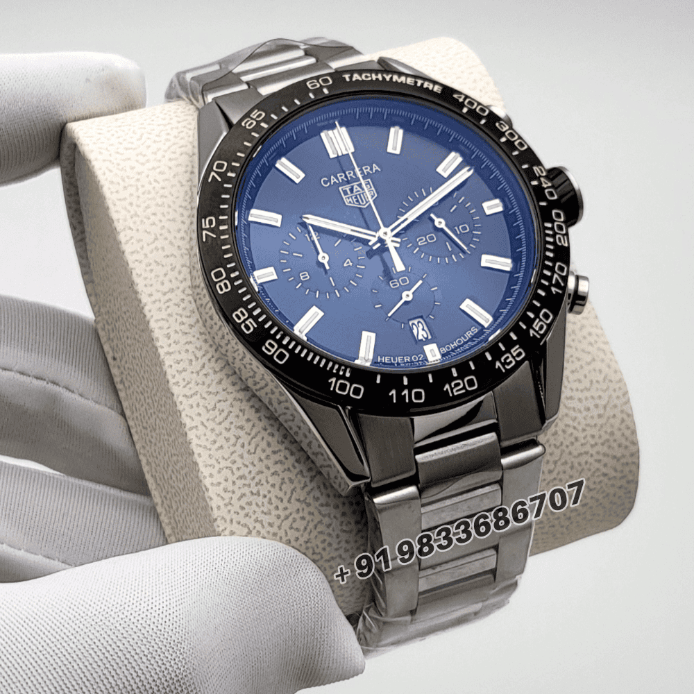 Tag Heuer Carrera 02 Silver Black Dial High Quality Chronograph Watch (3)