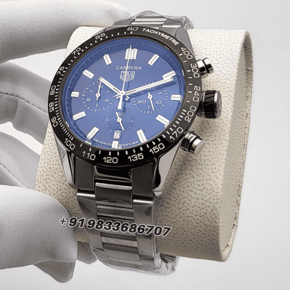 Tag Heuer Carrera 02 Silver Black Dial High Quality Chronograph Watch (3)
