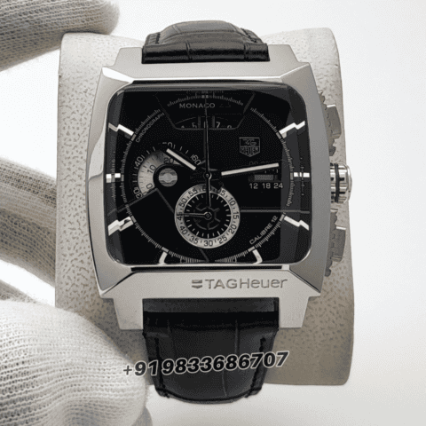 Tag-Heuer-Monaco-LS-Linear-System-Calibre-12-Chronograph-Black-Dial-Leather-Strap-Super-High-Quality-Watch