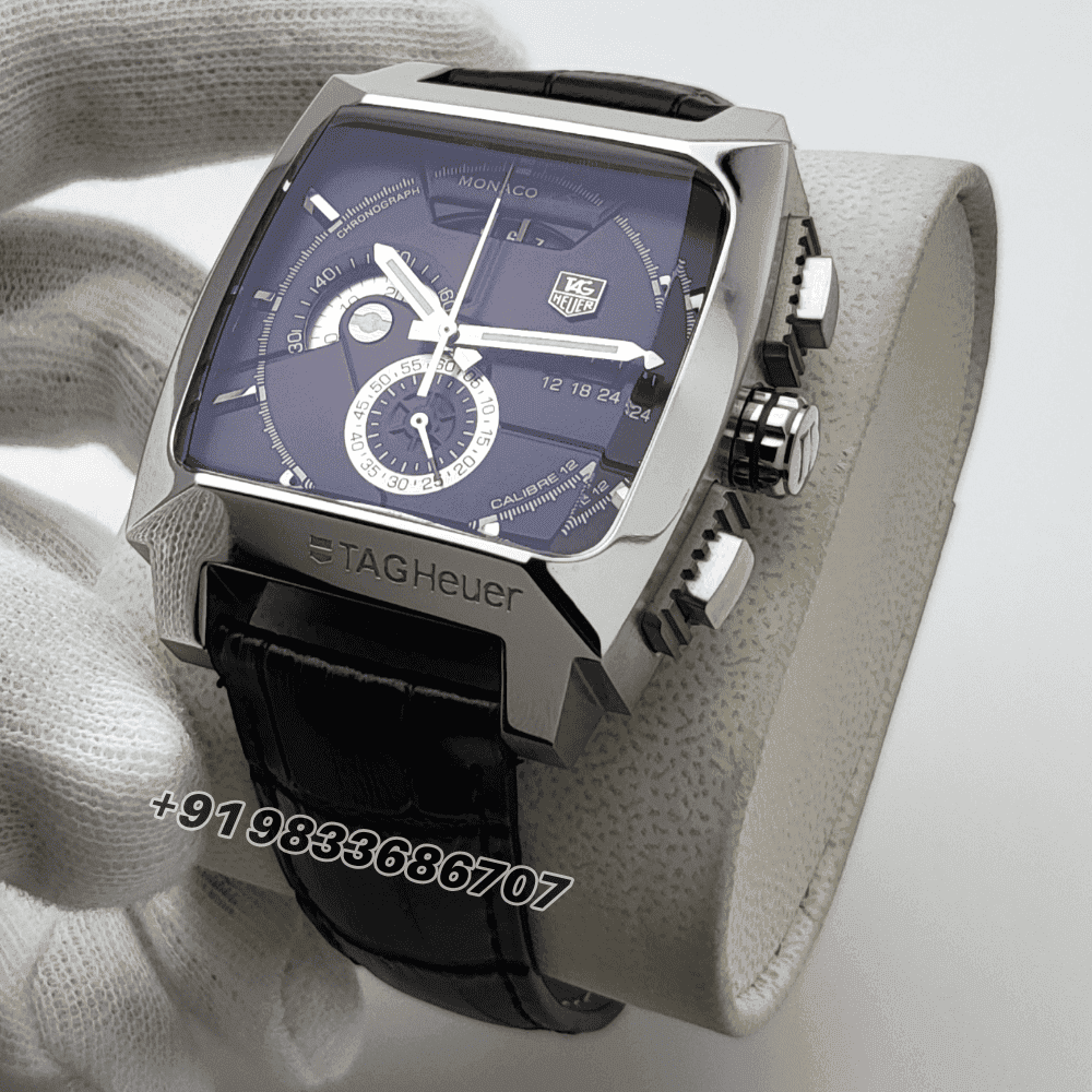 Tag-Heuer-Monaco-LS-Linear-System-Calibre-12-Chronograph-Black-Dial-Leather-Strap-Super-High-Quality-Watch