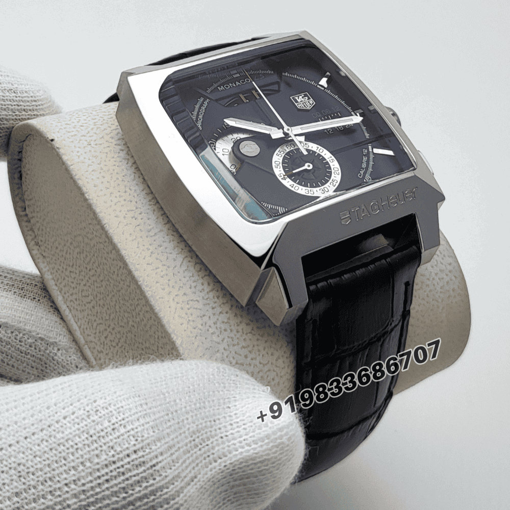 Tag-Heuer-Monaco-LS-Linear-System-Calibre-12-Chronograph-Black-Dial-Leather-Strap-Super-High-Quality-Watch