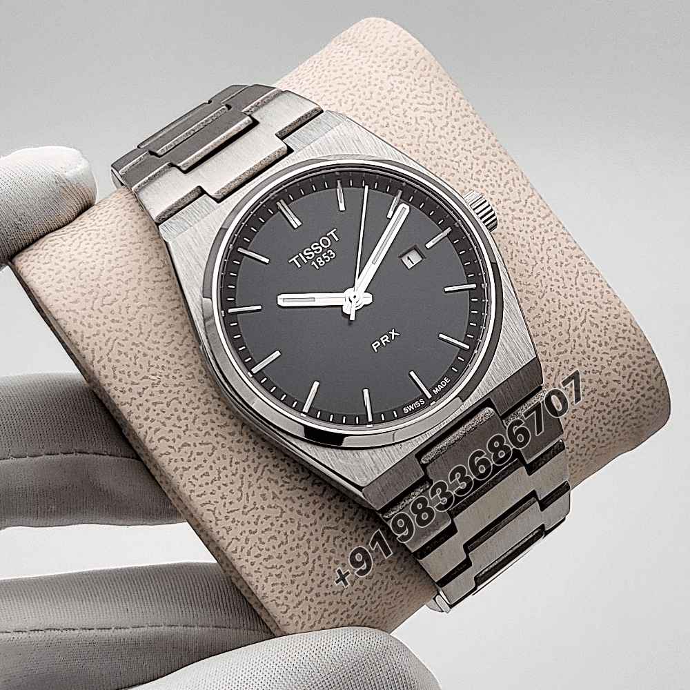 Tissot 1853 T-Classic PRX Black Dial Stainless Steel Strap High Quality Watch (2)