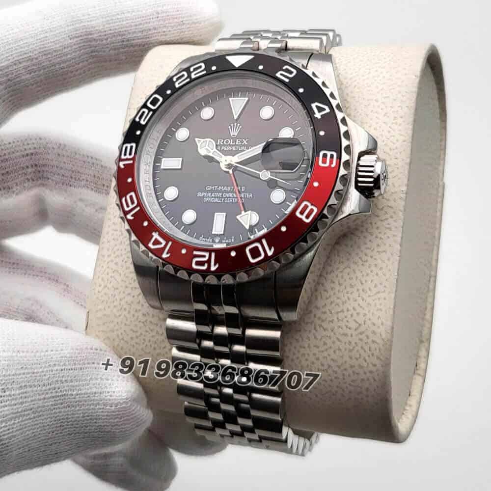 Rolex GMT Master II Red & Black Bezel Stainless Steel Strap Super High Quality Swiss Automatic Watch (1)