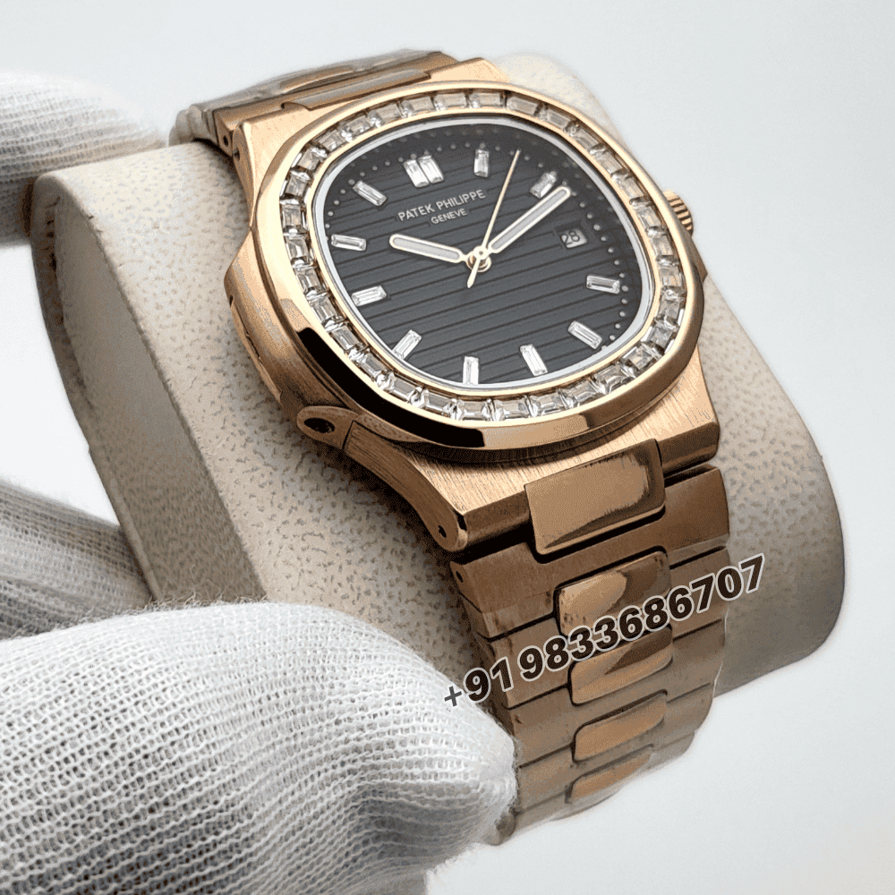 Patek Philippe Nautilus Rose Gold White Emerald Super High Quality Swiss Automatic Watch