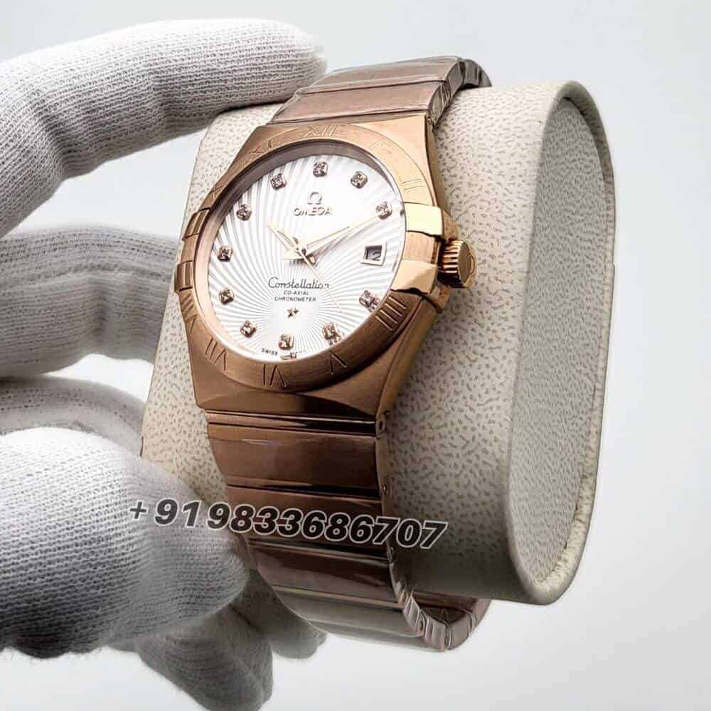Omega Constellation Co Axial Chronometer Full Rose Gold White Dial Super High Quality Swiss Automatic Watch
