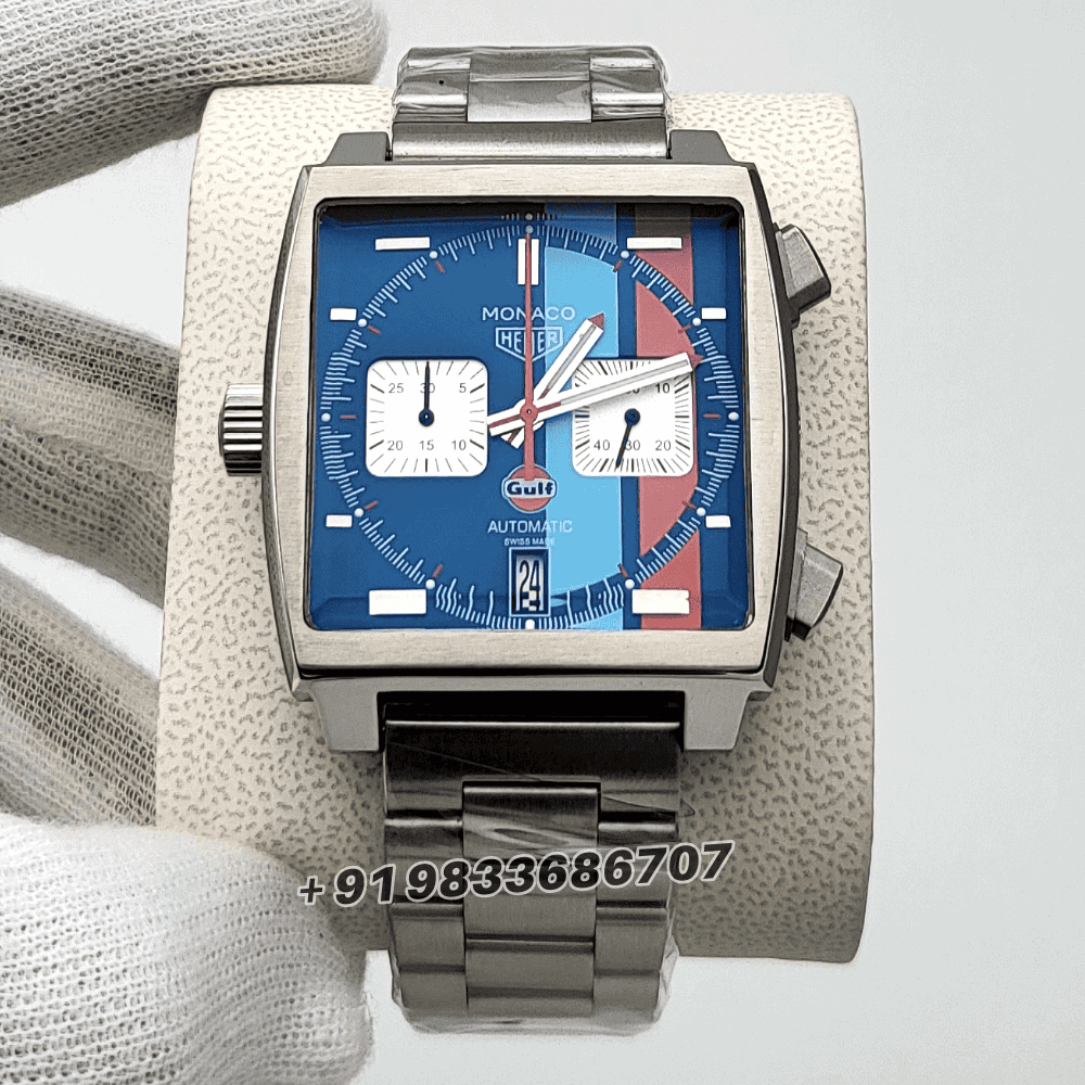 Tag Heuer Monaco Gulf Chronograph Multicolour Dial Stainless Steel Strap High Quality Watch
