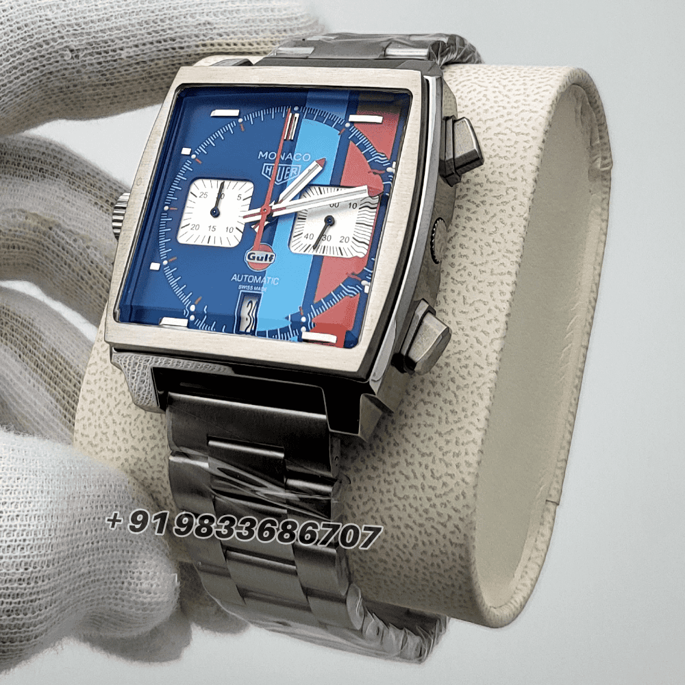 Tag Heuer Monaco Gulf Chronograph Multicolour Dial Stainless Steel Strap High Quality Watch