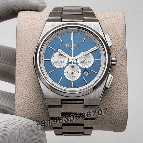 Tissot 1853 T-Classic PRX Chronograph Blue Dial Stainless Steel Strap High Quality Watch (2)