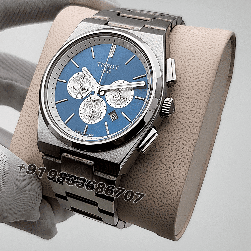 Tissot 1853 T-Classic PRX Chronograph Blue Dial Stainless Steel Strap High Quality Watch (2)
