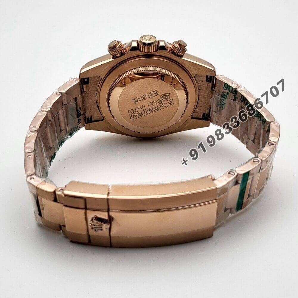 Rolex Daytona Rainbow Full Rose Gold Diamond Bezel Black Dial Super High Quality Swiss Automatic Watch (1)