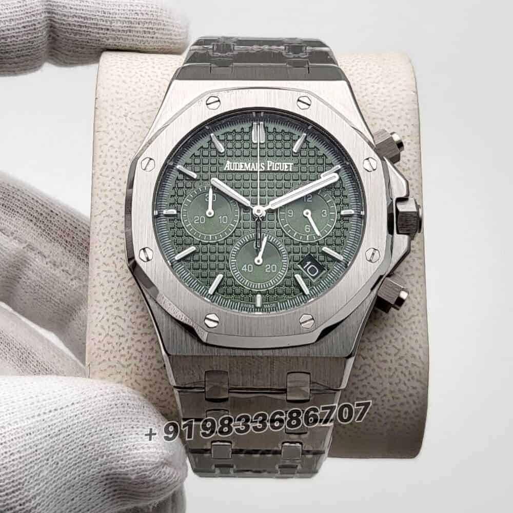audemars piguet 1st copy Royal Oak Chronograph Stainless Steel Green Dial 41mm