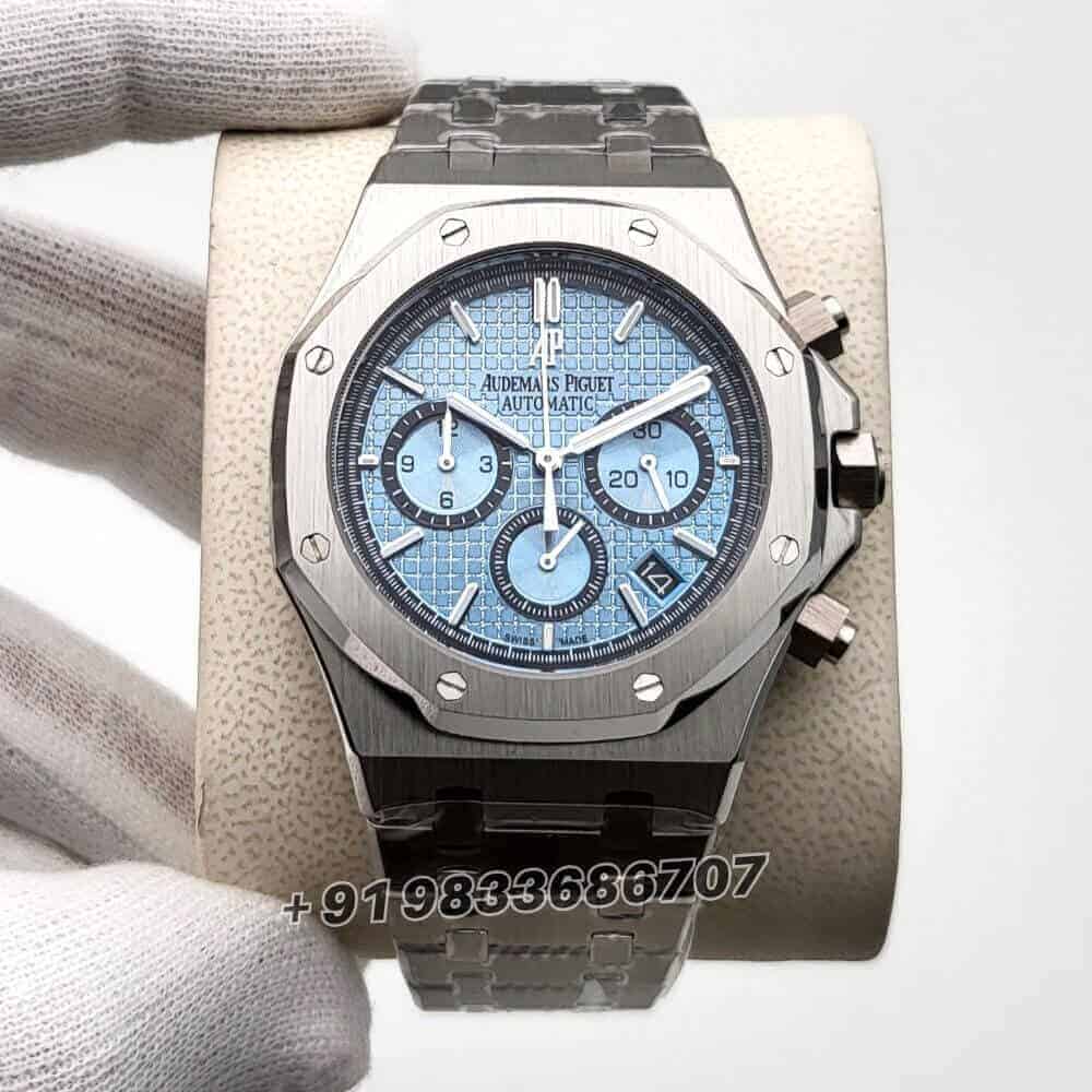 audemars piguet replica Royal Oak Chronograph Stainless Steel Sky Blue Dial 41mm