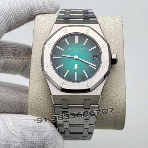 Audemars Piguet Royal Oak Jumbo Extra-Thin Platinum Smoked Green Dial 39mm Exact 1:1 Top Quality Replica Super Clone Swiss ETA 2121 Automatic Movement Watch